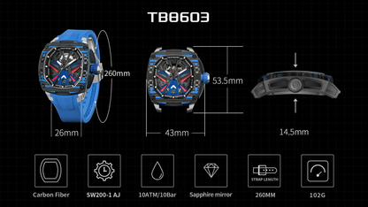 Official Tsar Bomba Dark Matter 3 Interchangeable Swiss Automatic Watch - TB8603 - Top G Watches