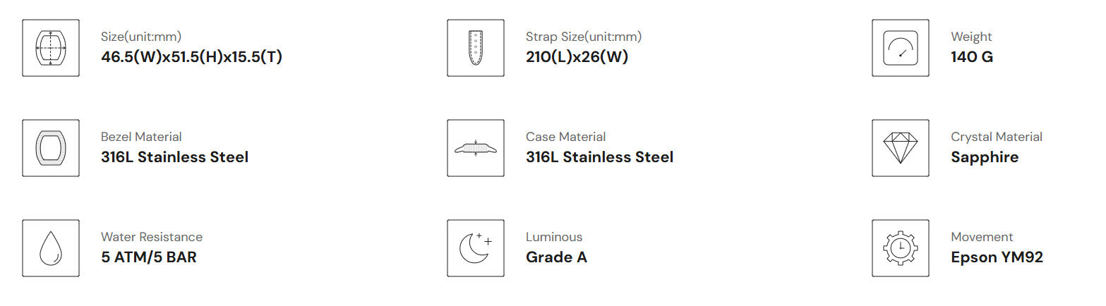 Official TSAR BOMBA Elemental Series Quartz Waterproof Mechanical Watch MK2 - TB8211Q-II - Top G Watches