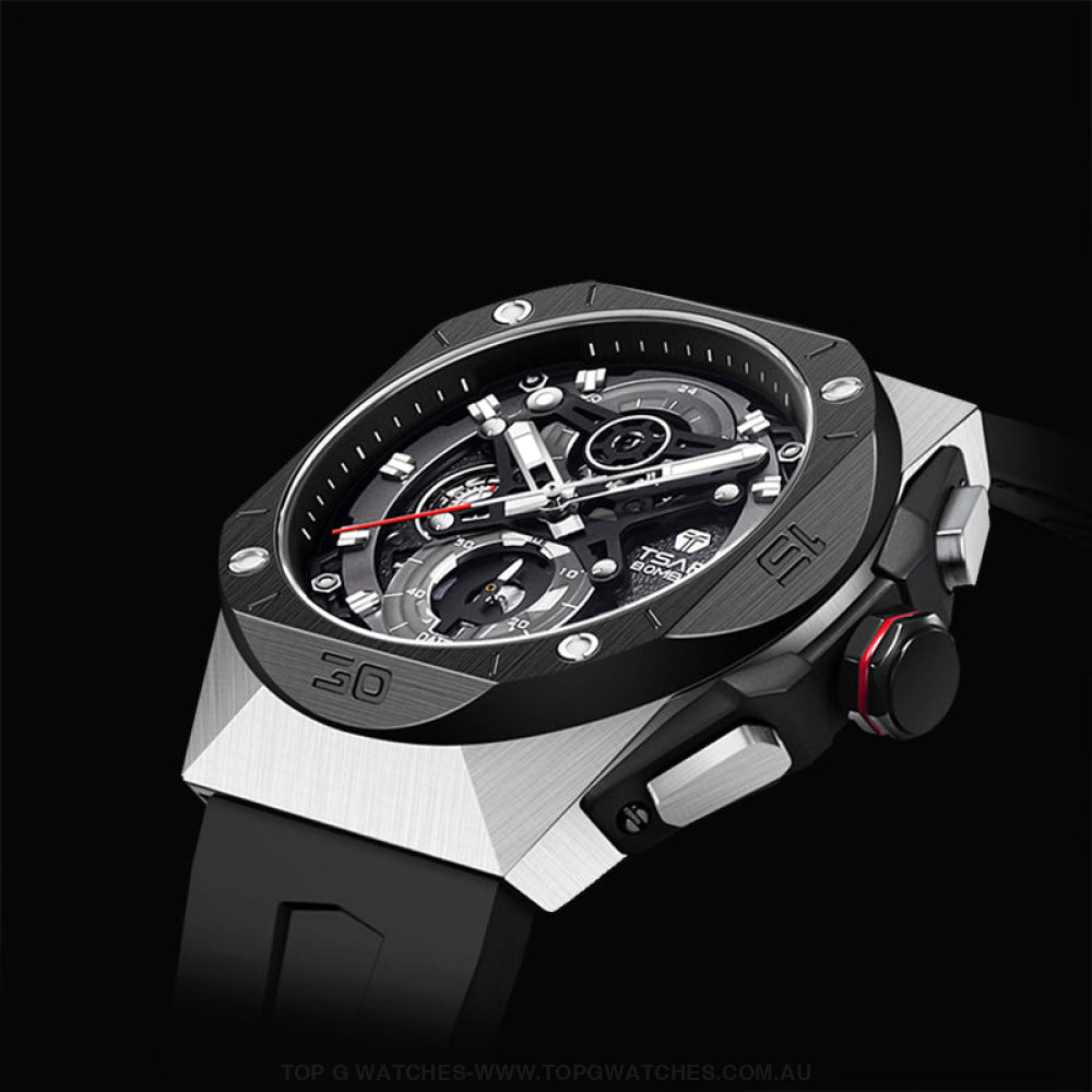 Official TSAR BOMBA Luxury Fashion Sapphire Movement TB8801Q Classic Crystal Luminous Men's Waterproof Chronograph 100M - Top G Watches