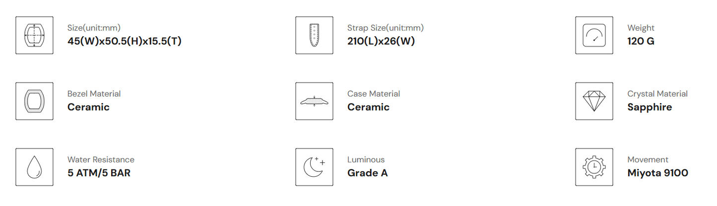 Official Tsar Bomba NEW Atomic-Full Ceramic Edition TB8222C - Top G Watches