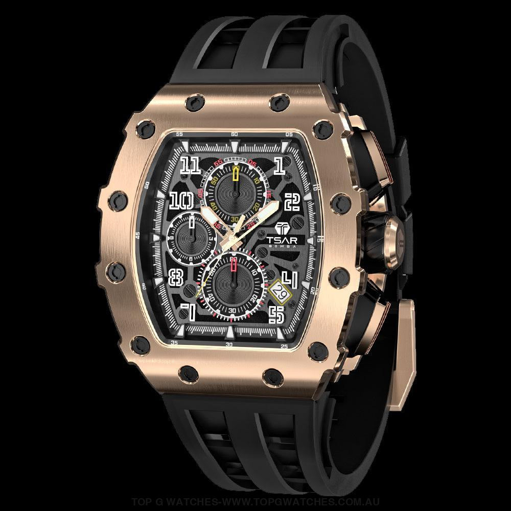 Official TSAR Bomba Stainless Steel Quartz Movement Waterproof Watch TB8204Q - Top G Watches