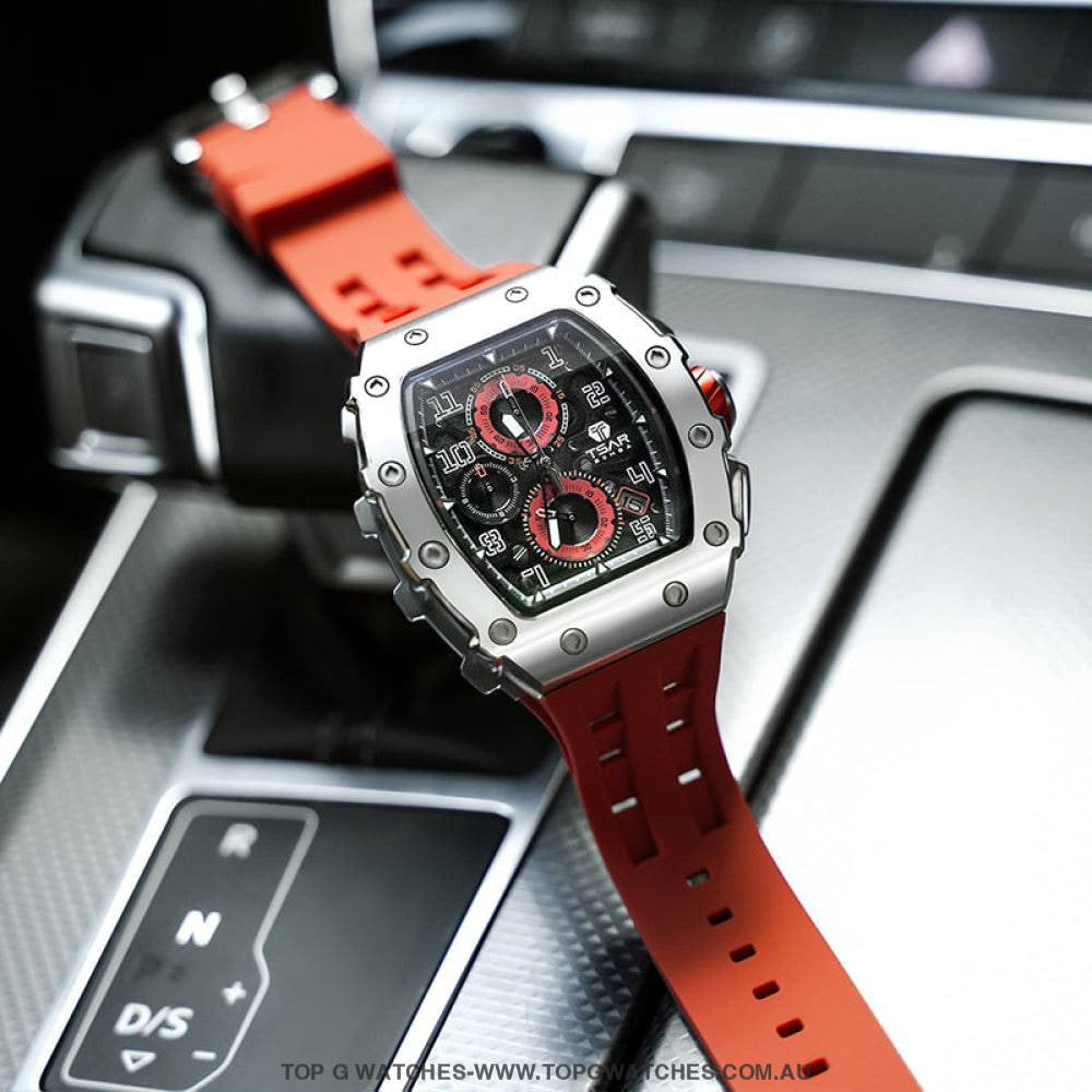 Official TSAR Bomba Stainless Steel Quartz Movement Waterproof Watch TB8204Q - Top G Watches