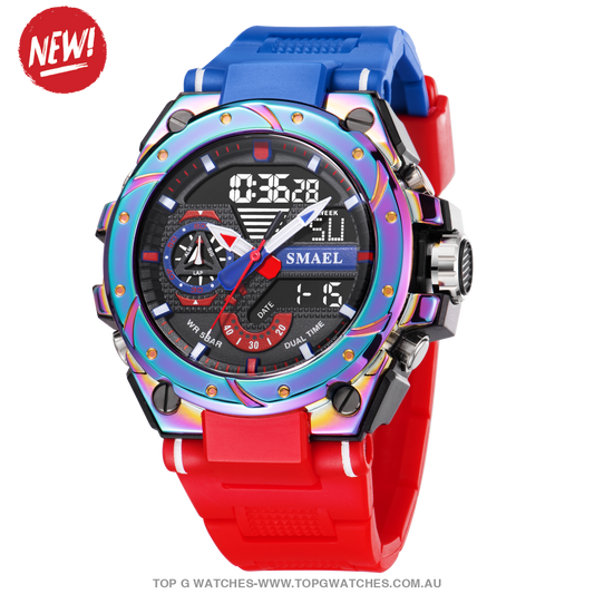 Top Unique Sport SMAEL 50M Waterproof Alarm Dual Digital Quarts 8060 Sport Watch - Top G Watches