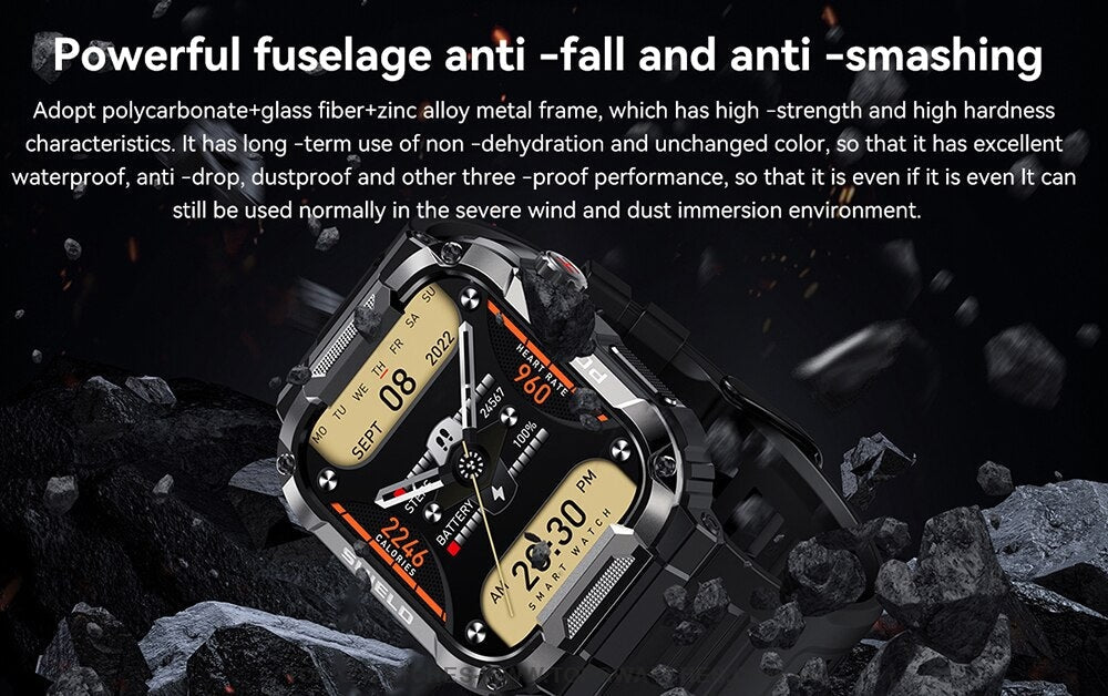 Outdoor Military Tough Bluetooth Android Waterproof Health Fitness Pro V2 Smartwatch Smart Watches