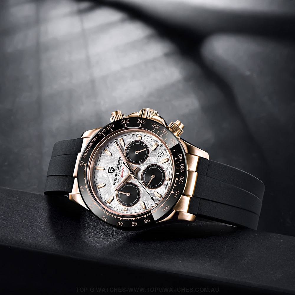Elite Automatic Mechanical Pagani-Design Sapphire Glass Japan Chronograph 100m Waterproof Wristwatch - Top G Watches