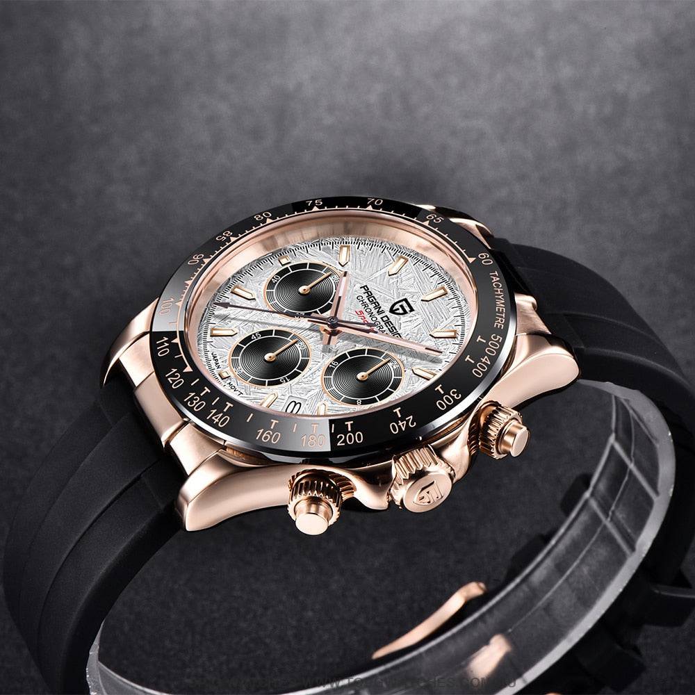 Elite Automatic Mechanical Pagani-Design Sapphire Glass Japan Chronograph 100m Waterproof Wristwatch - Top G Watches
