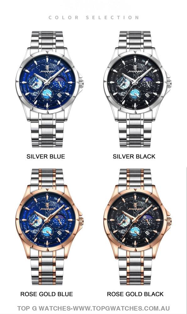 Poedagar Luxury Luminous Sky Background Chronograph Quartz Watch - Top G Watches