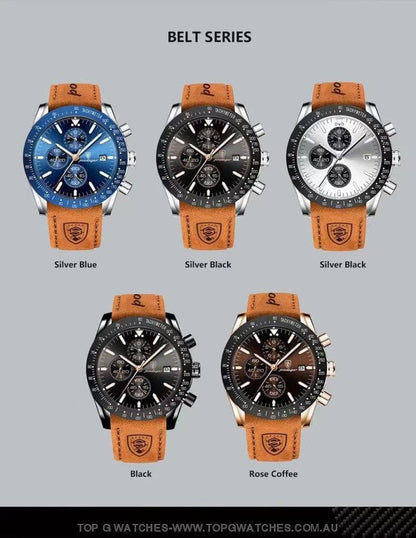 Poedagar Luxury Sport Chronograph Military Waterproof Leather Watch - Top G Watches
