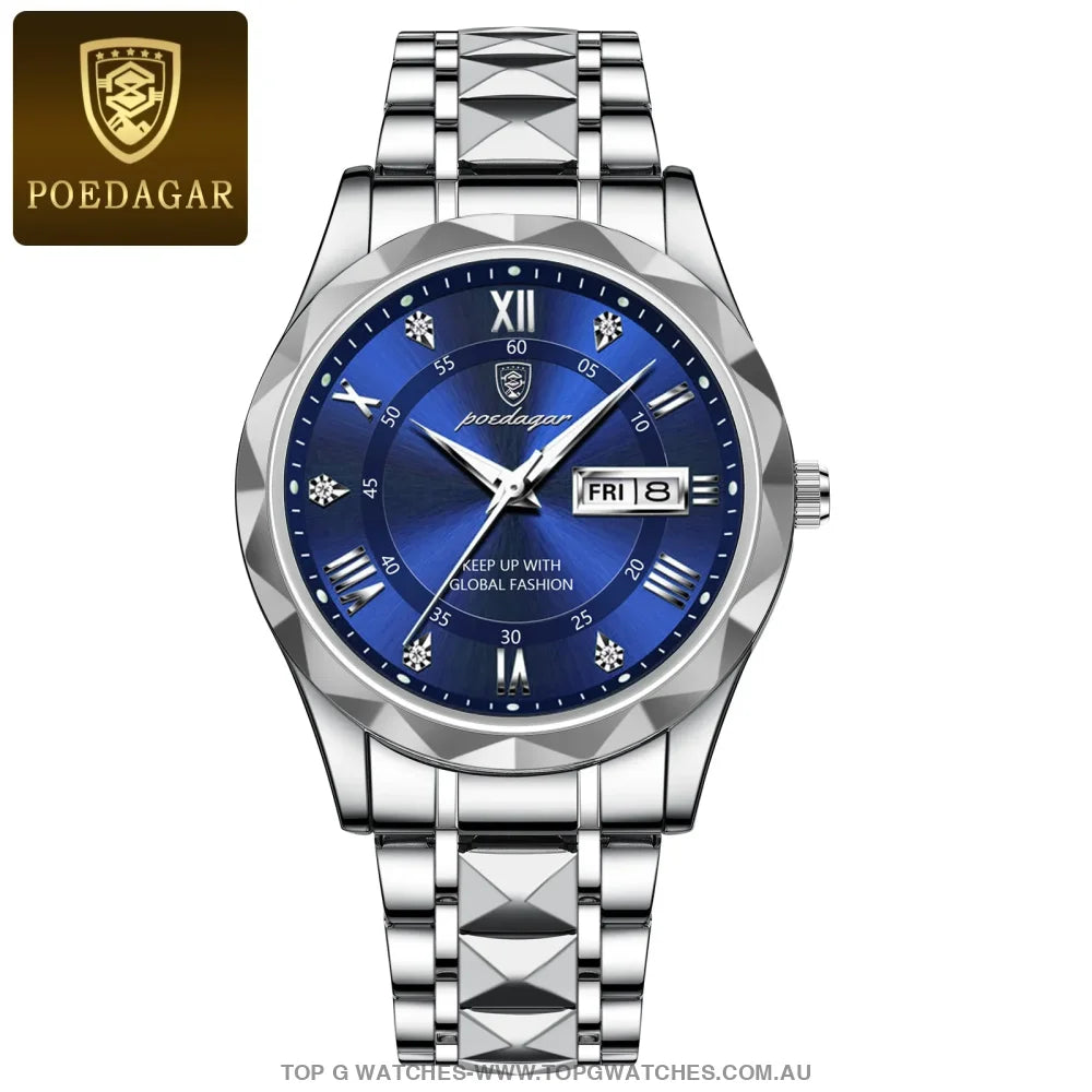 Poedagar Luxury Stainless-Steel Waterproof Fashion Leather Wristwatch - Top G Watches