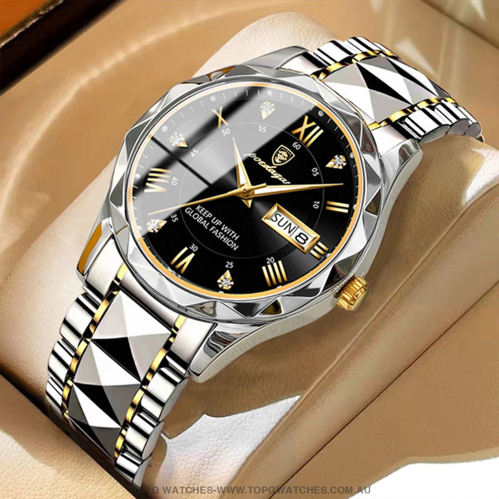 2023 Latest Poedagar Luminous Luxury Stainless-Steel Waterproof Sport Quartz Mens Wristwatch Watches