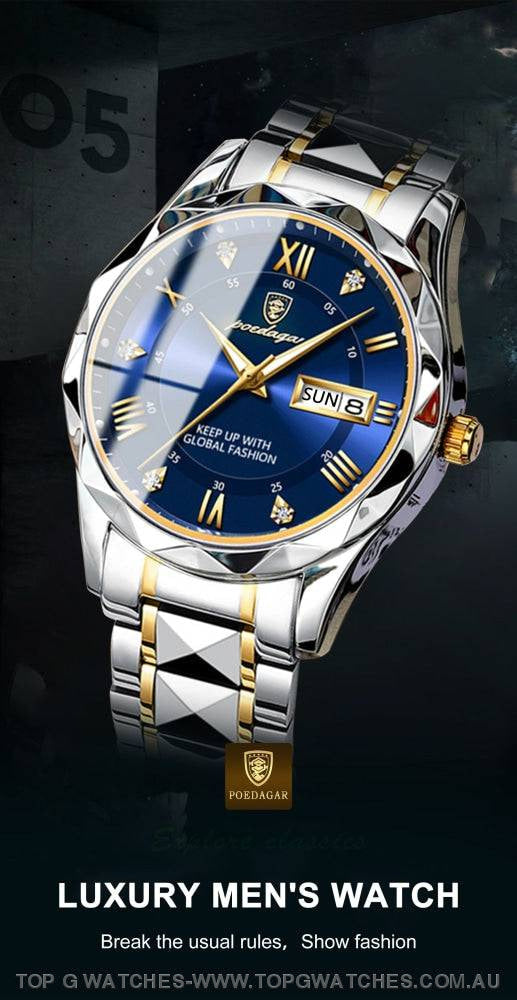Poedagar Luxury Stainless-Steel Waterproof Fashion Quartz Wristwatch - Top G Watches