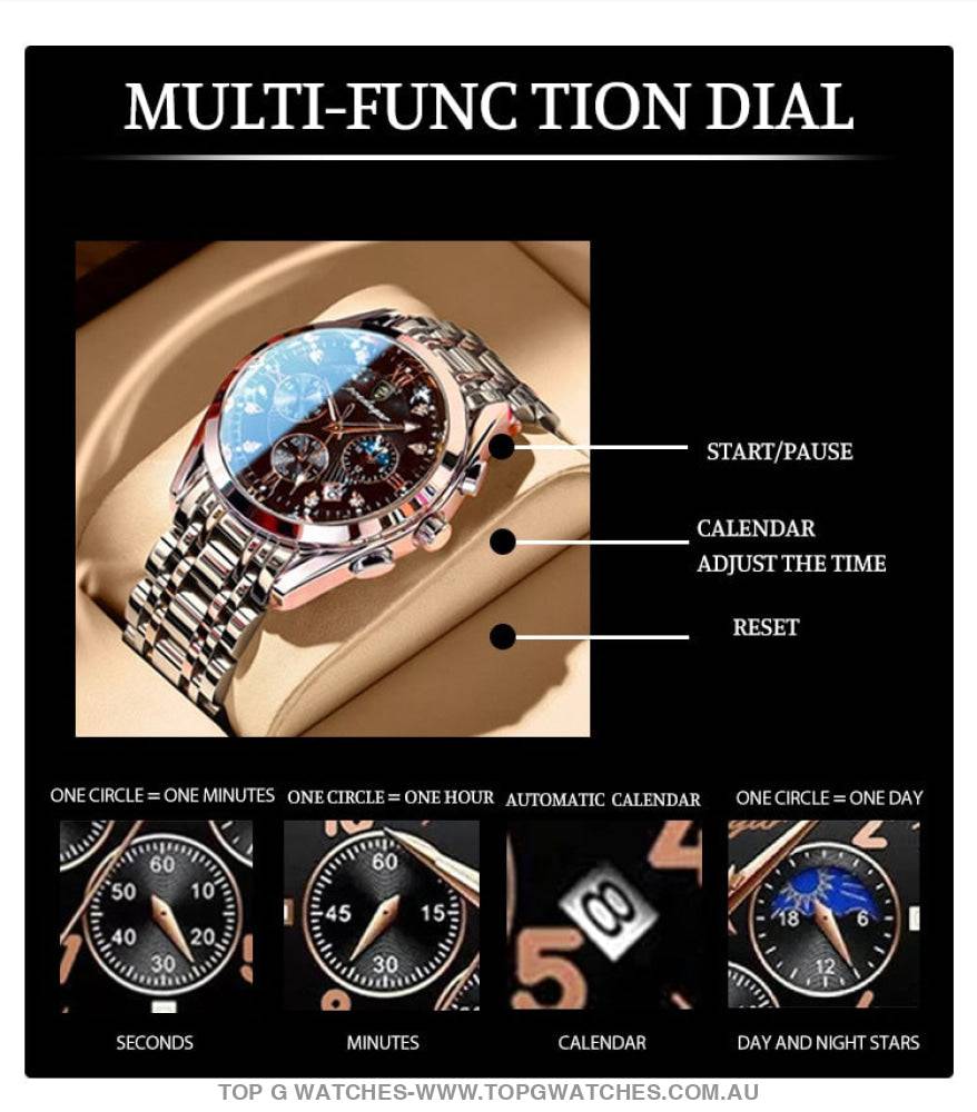 Poedagar Luxury Steel Sport Chronograph Quartz 820 Waterproof Luminous Wristwatch - Top G Watches