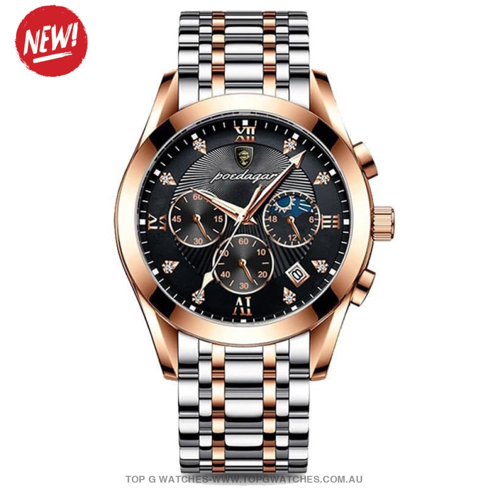 Poedagar Luxury Steel Sport Chronograph Quartz 820 Waterproof Luminous Wristwatch - Top G Watches