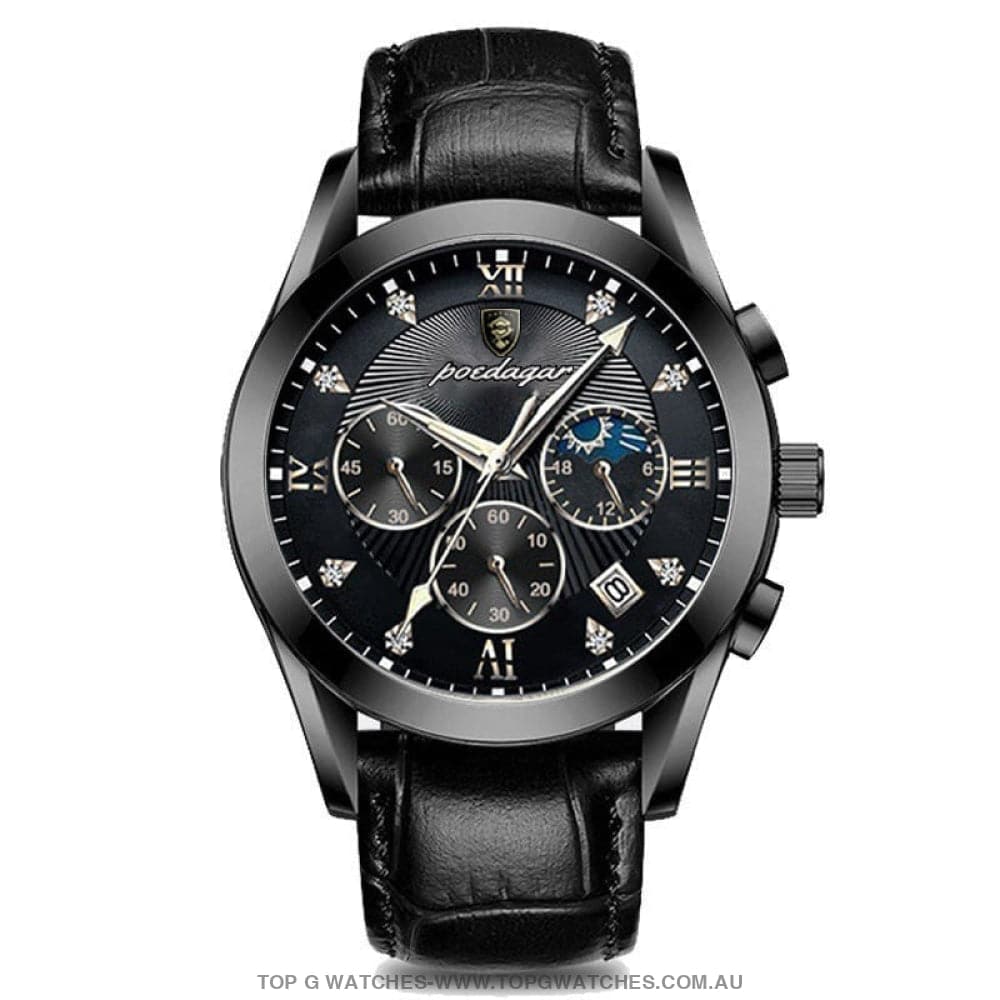 Poedagar Luxury Steel Sport Chronograph Quartz 820 Waterproof Luminous Wristwatch - Top G Watches