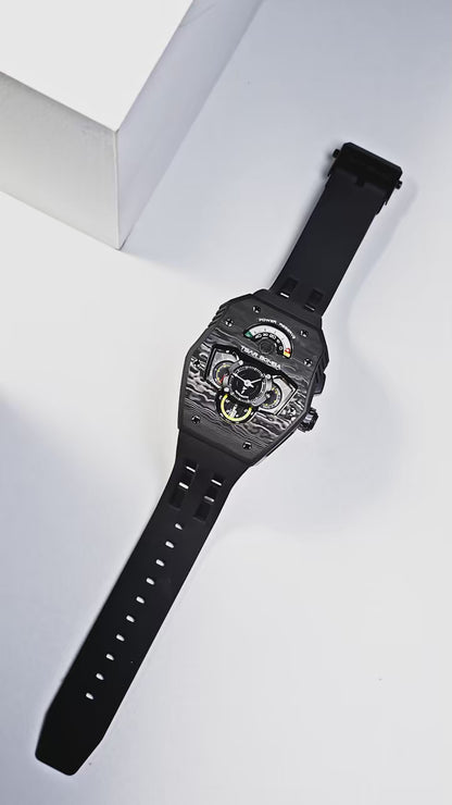 Official TSAR BOMBA Parallax TB8229 Automatic Watch | Ceramic Carbon Fibre Luxury Watch