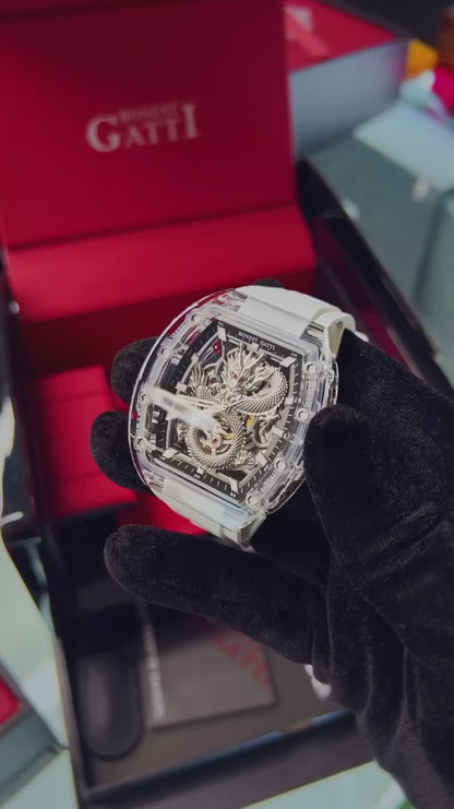 BONEST GATTI BG9980 Dragon Crystal Skeleton Automatic Watch