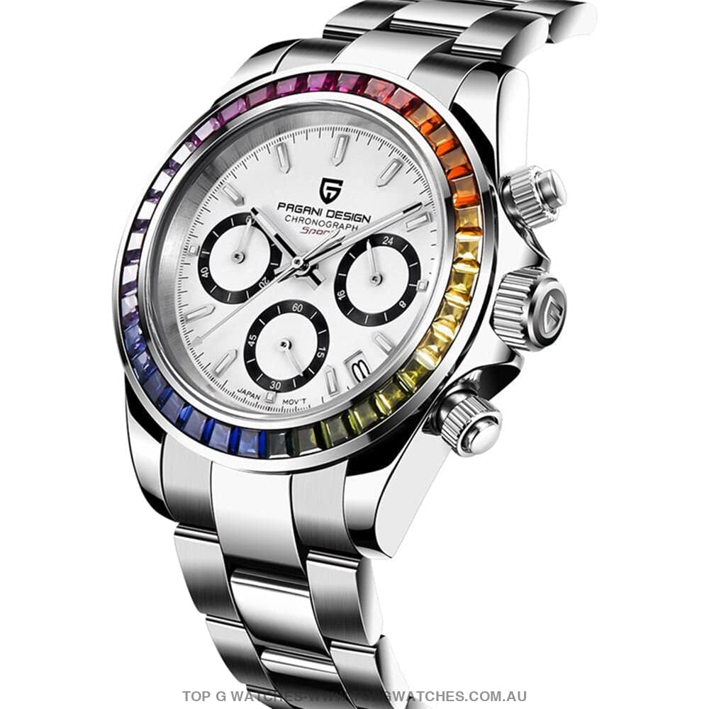 Rainbow PAGANI DESIGN Luxury Automatic Date Chronograph Japan VK63 Sapphire Wristwatch - Top G Watches