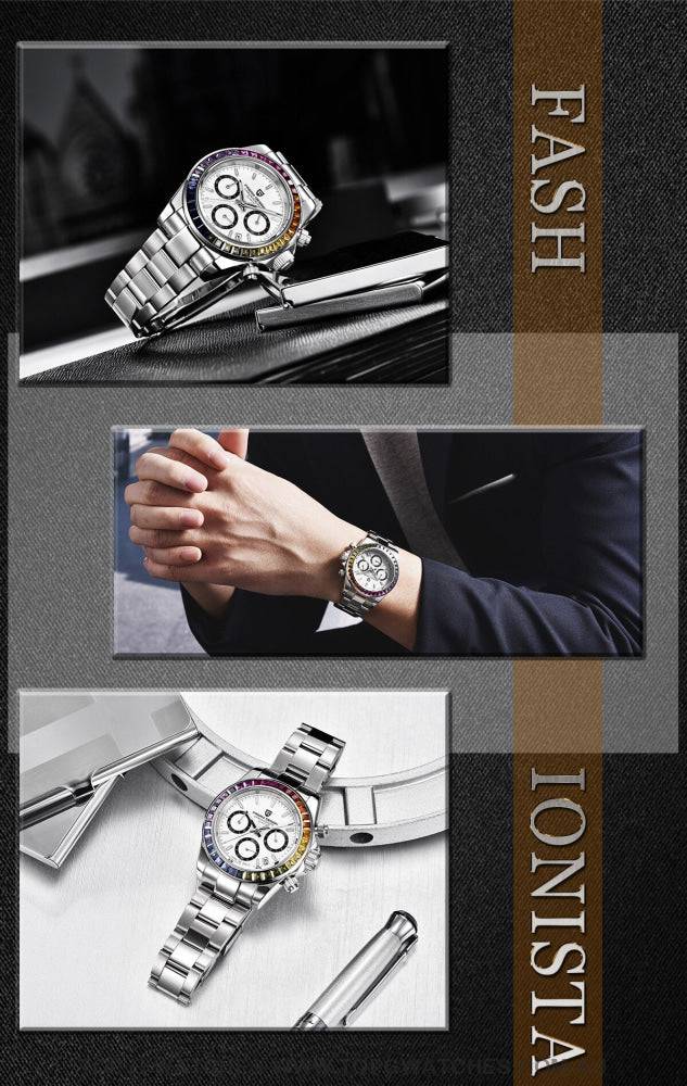 Rainbow PAGANI DESIGN Luxury Automatic Date Chronograph Japan VK63 Sapphire Wristwatch - Top G Watches