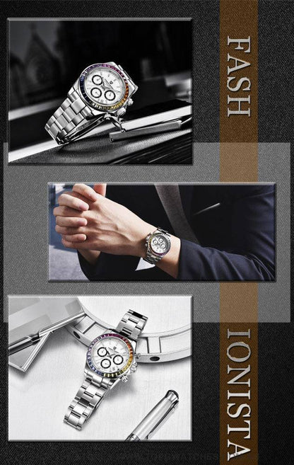 Rainbow PAGANI DESIGN Luxury Automatic Date Chronograph Japan VK63 Sapphire Wristwatch - Top G Watches