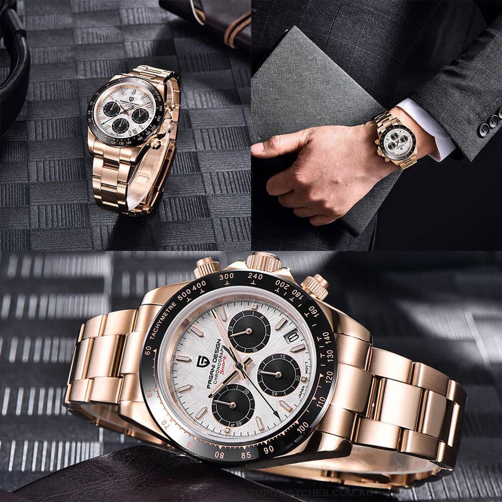 Rainbow PAGANI DESIGN Luxury Automatic Date Chronograph Japan VK63 Sapphire Wristwatch - Top G Watches