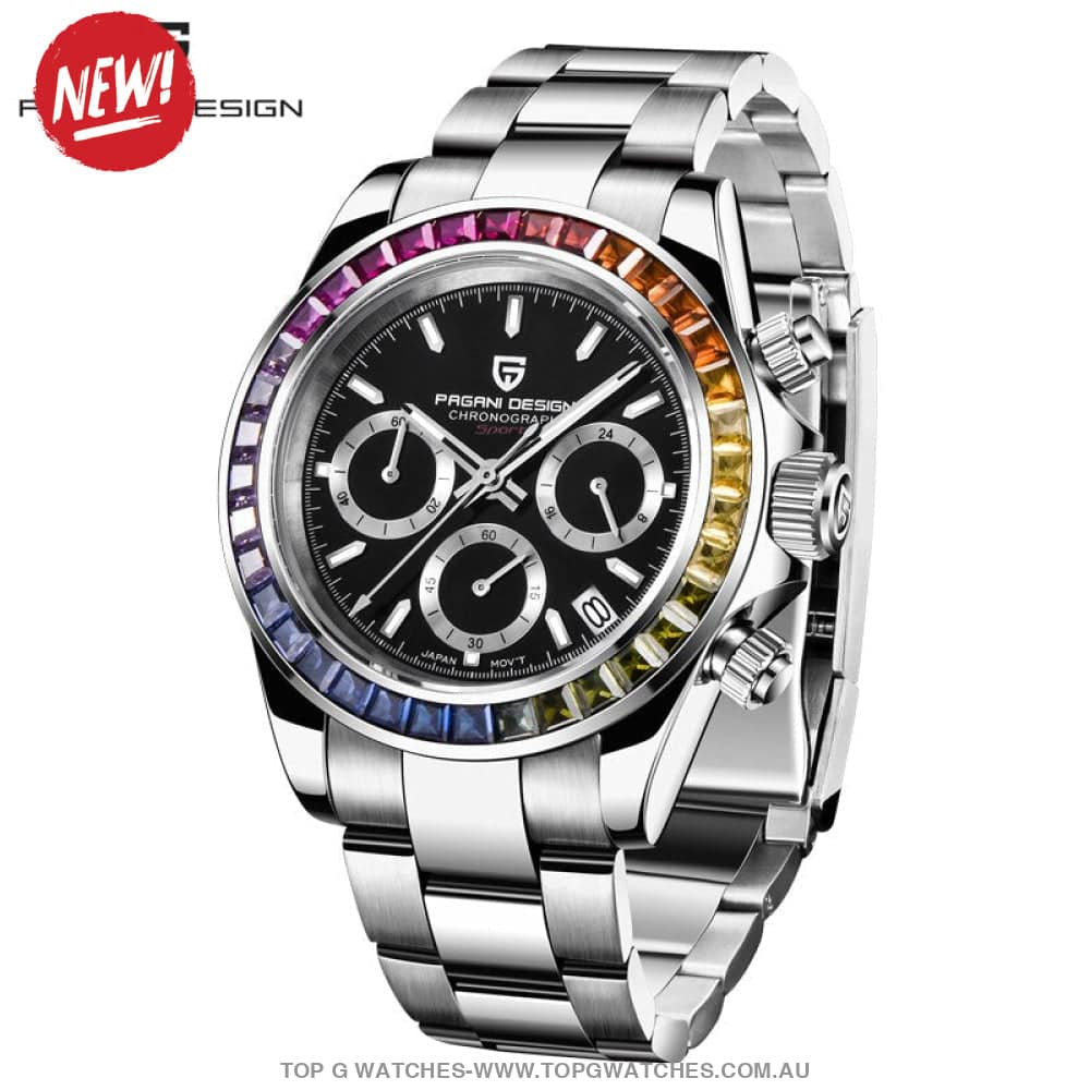 Rainbow PAGANI DESIGN Luxury Automatic Date Chronograph Japan VK63 Sapphire Wristwatch - Top G Watches