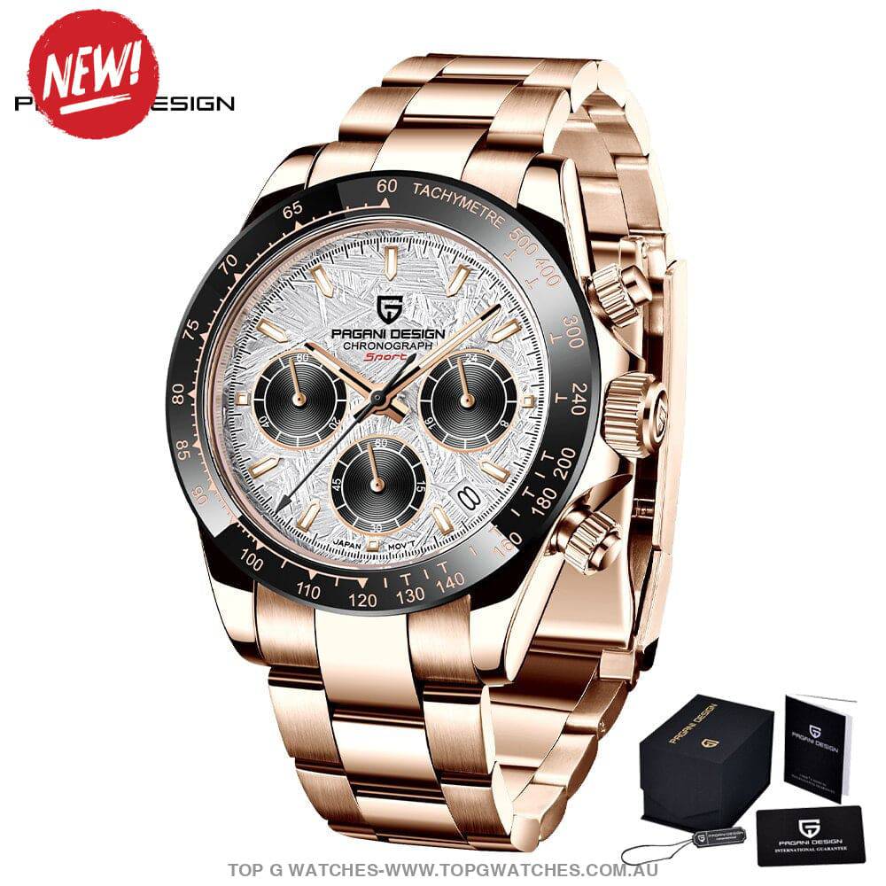 Rainbow PAGANI DESIGN Luxury Automatic Date Chronograph Japan VK63 Sapphire Wristwatch - Top G Watches