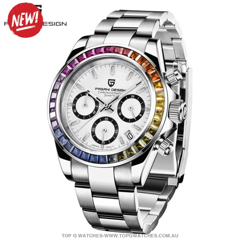 Rainbow PAGANI DESIGN Luxury Automatic Date Chronograph Japan VK63 Sapphire Wristwatch - Top G Watches