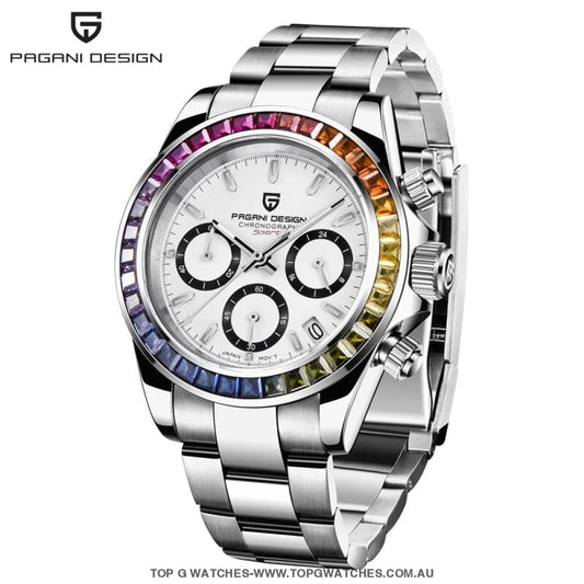 Rainbow PAGANI DESIGN Luxury Automatic Date Chronograph Japan VK63 Sapphire Wristwatch - Top G Watches