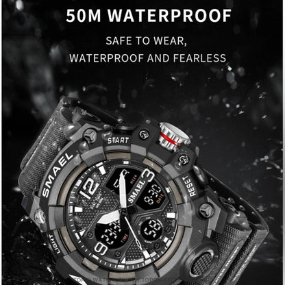 Sport Military Style Alarm Clock Stopwatch LED Digital Dual Time Display Waterproof Watch - Top G Watches