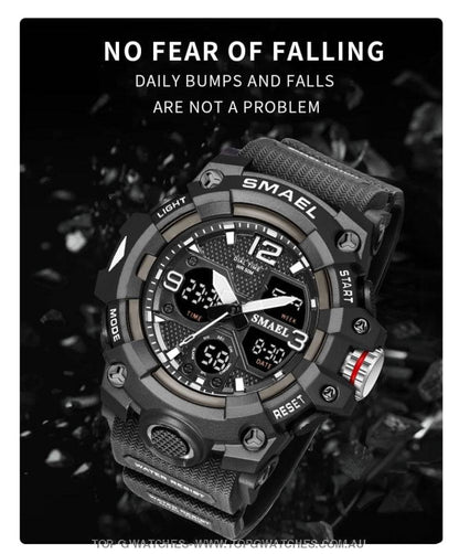 Sport Military Style Alarm Clock Stopwatch LED Digital Dual Time Display Waterproof Watch - Top G Watches