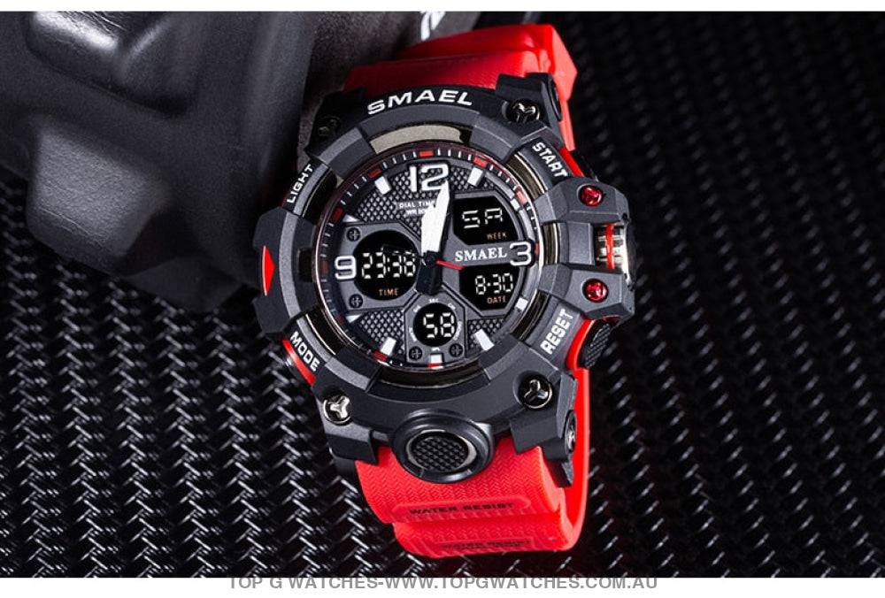 Sport Military Style Alarm Clock Stopwatch LED Digital Dual Time Display Waterproof Watch - Top G Watches