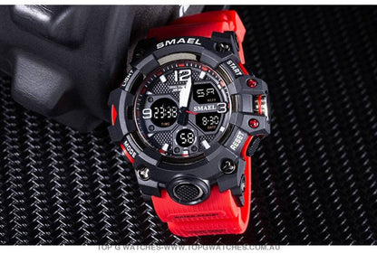 Sport Military Style Alarm Clock Stopwatch LED Digital Dual Time Display Waterproof Watch - Top G Watches