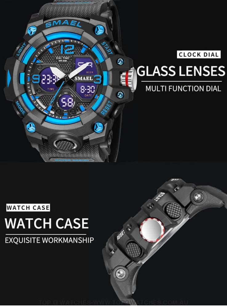 Sport Military Style Alarm Clock Stopwatch LED Digital Dual Time Display Waterproof Watch - Top G Watches