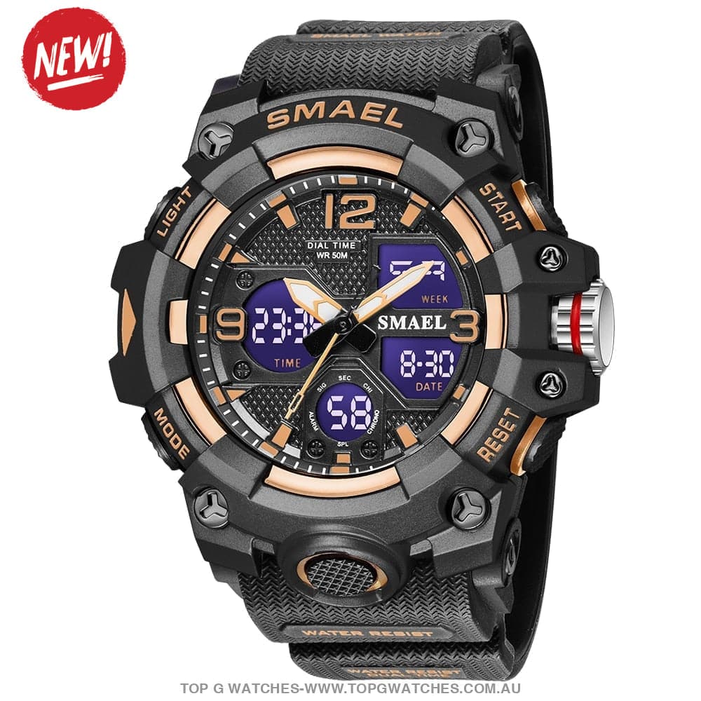 Sport Military Style Alarm Clock Stopwatch LED Digital Dual Time Display Waterproof Watch - Top G Watches