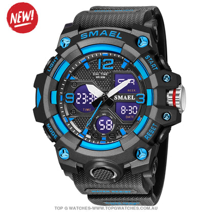 Sport Military Style Alarm Clock Stopwatch LED Digital Dual Time Display Waterproof Watch - Top G Watches