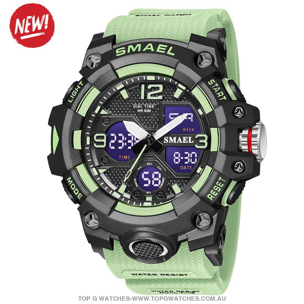 Sport Military Style Alarm Clock Stopwatch LED Digital Dual Time Display Waterproof Watch - Top G Watches