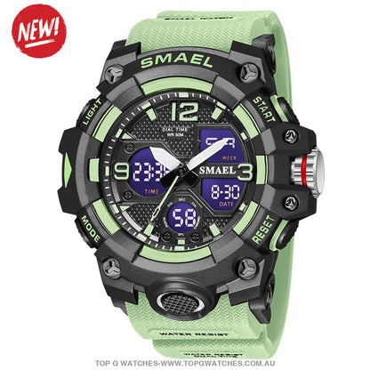 Sport Military Style Alarm Clock Stopwatch LED Digital Dual Time Display Waterproof Watch - Top G Watches