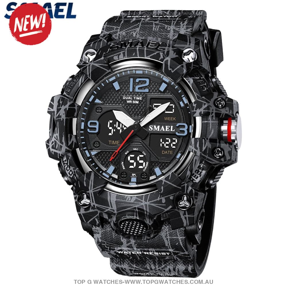 Sport Military Style Alarm Clock Stopwatch LED Digital Dual Time Display Waterproof Watch - Top G Watches
