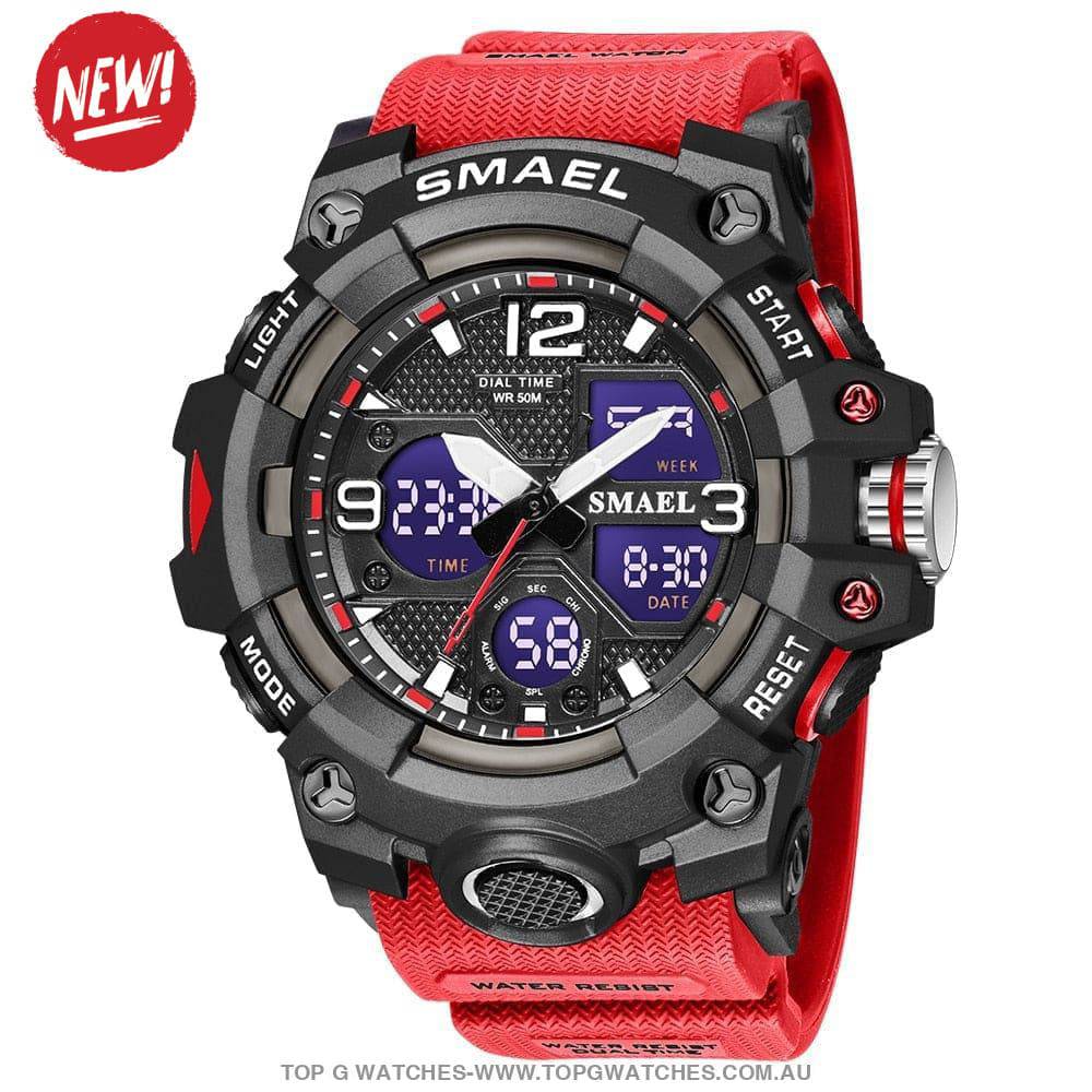 Sport Military Style Alarm Clock Stopwatch LED Digital Dual Time Display Waterproof Watch - Top G Watches