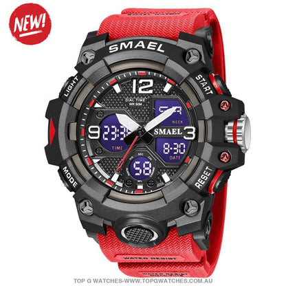 Sport Military Style Alarm Clock Stopwatch LED Digital Dual Time Display Waterproof Watch - Top G Watches