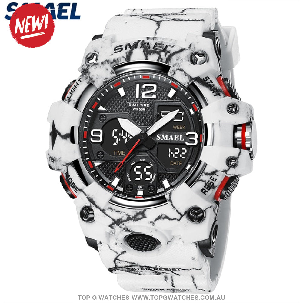 Sport Military Style Alarm Clock Stopwatch LED Digital Dual Time Display Waterproof Watch - Top G Watches