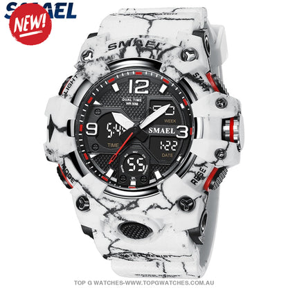 Sport Military Style Alarm Clock Stopwatch LED Digital Dual Time Display Waterproof Watch - Top G Watches
