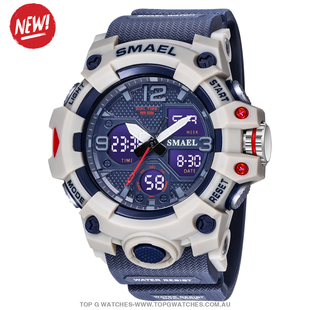 Sport Military Style Alarm Clock Stopwatch LED Digital Dual Time Display Waterproof Watch - Top G Watches