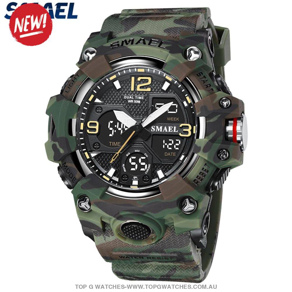 Sport Military Style Alarm Clock Stopwatch LED Digital Dual Time Display Waterproof Watch - Top G Watches