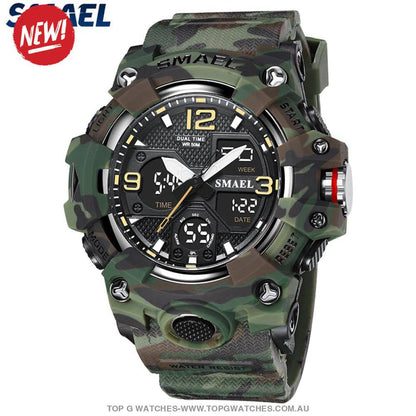Sport Military Style Alarm Clock Stopwatch LED Digital Dual Time Display Waterproof Watch - Top G Watches