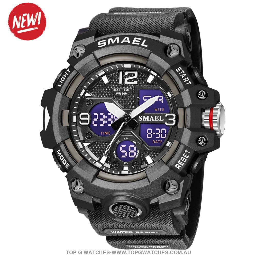 Sport Military Style Alarm Clock Stopwatch LED Digital Dual Time Display Waterproof Watch - Top G Watches