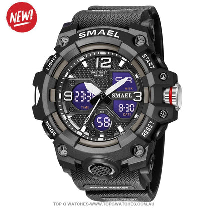 Sport Military Style Alarm Clock Stopwatch LED Digital Dual Time Display Waterproof Watch - Top G Watches