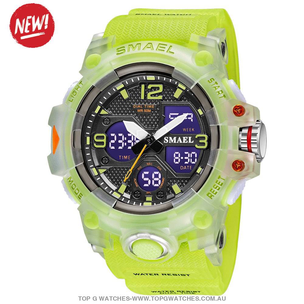 Sport Military Style Alarm Clock Stopwatch LED Digital Dual Time Display Waterproof Watch - Top G Watches