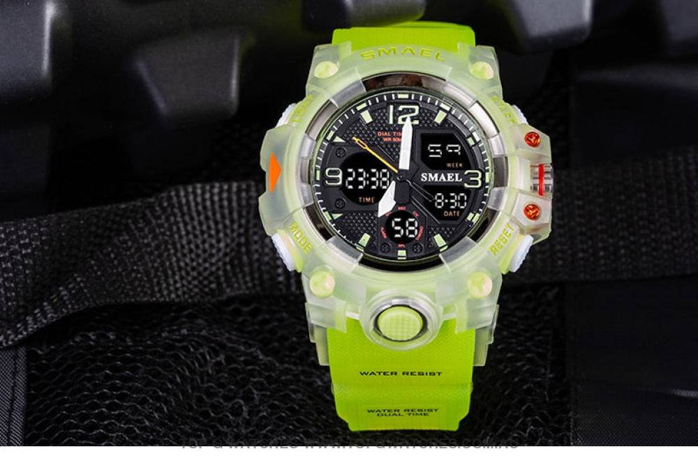 Sport Military Style Alarm Clock Stopwatch LED Digital Dual Time Display Waterproof Watch - Top G Watches