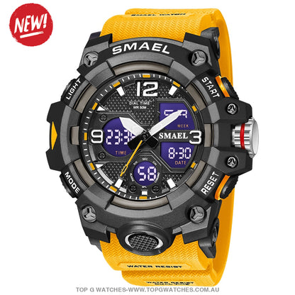 Sport Military Style Alarm Clock Stopwatch LED Digital Dual Time Display Waterproof Watch - Top G Watches